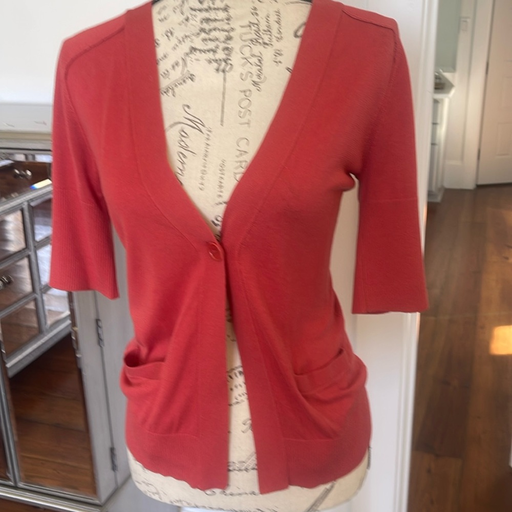 BCBG MaxAzria one button cardigan , dark coral size small